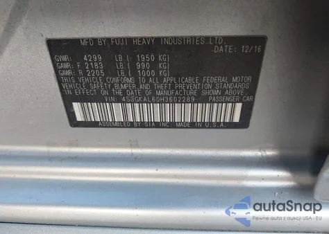 2017 Subaru Impreza 2.0I Sport z USA, uszkodzony, nr VIN 4S3GKAL60H3602289